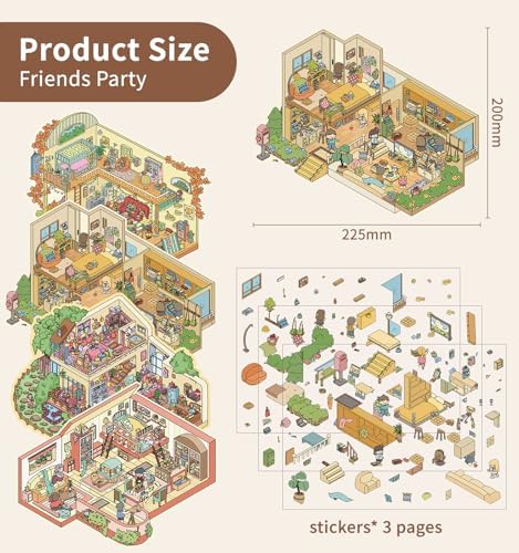 4 Sets DIY 3D House Stickers, Large Size Fun DIY Stickers Scene - Image 2