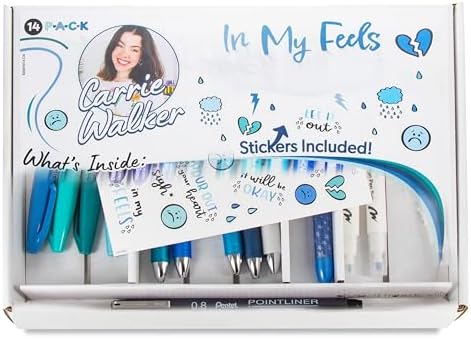Pentel Carrie Walker In My Feels Journaling Writing and Journaling Kit, Gel Pens/Markers/Brush Pens Variety, 14 pieces - Image 2