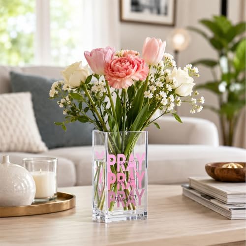 Christian Acrylic Pen Holder Cup, “Pray Over It Prays On It Pray Through It” Bible Verse Desk Decor, Pink Office Desk Organizer, Inspirational Gift for Women, Religious Desk Accessory - Image 5