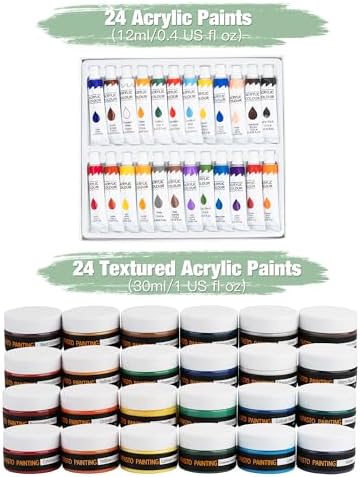 96PCS Acrylic Paint Kits for Adults, 24 Colors Textured& Acrylic Paints - Image 3