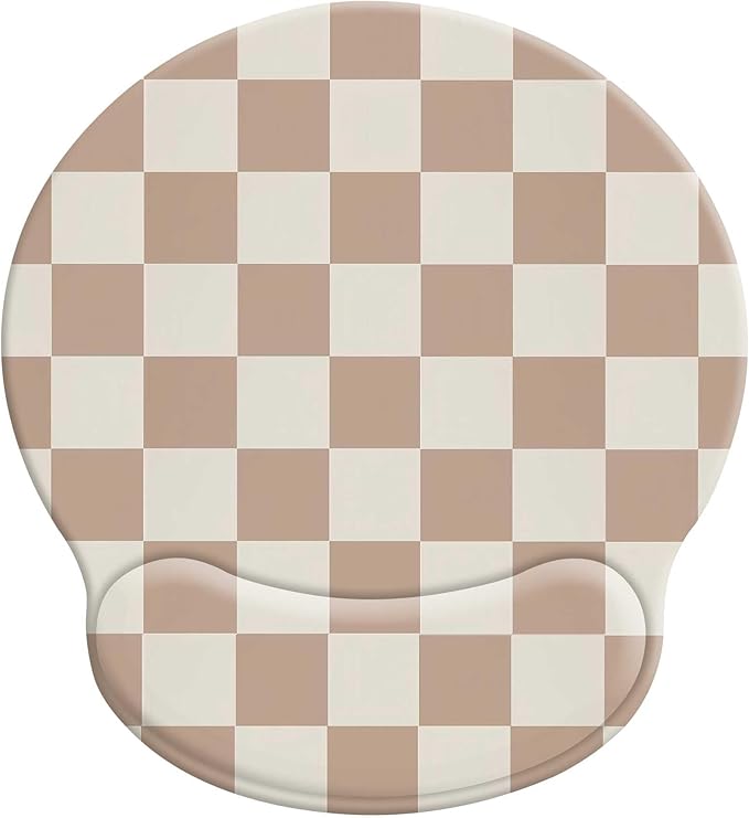 Modern Aesthetic Mouse Pads for Desk, Checkered Pattern Ergonomic Mouse Pad with Wrist Rest,Square Premium Texture Computer Cute Mousepad Design for Office Work Home,Non-Slip Rubber Gaming Mouse Pads