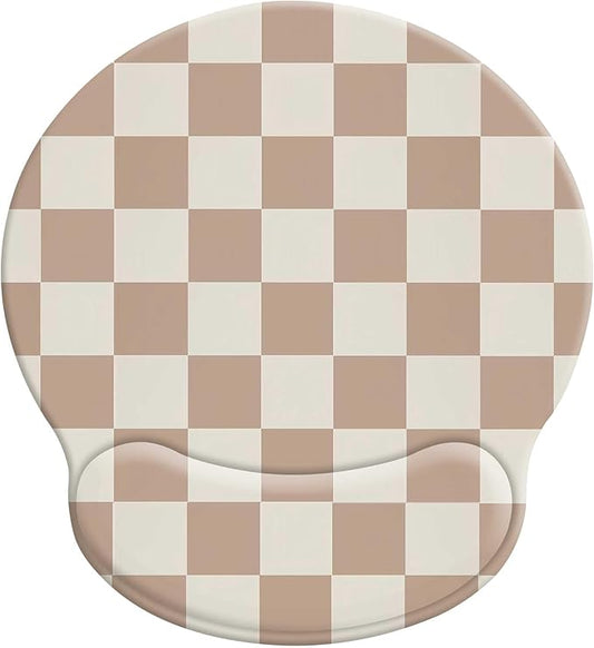 Modern Aesthetic Mouse Pads for Desk, Checkered Pattern Ergonomic Mouse Pad with Wrist Rest,Square Premium Texture Computer Cute Mousepad Design for Office Work Home,Non-Slip Rubber Gaming Mouse Pads