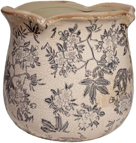 Vintage Ceramic Planter & Utensil Holder for Kitchen Counter, Rustic Gray by XiaanJiaju