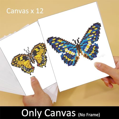 Haocy 12pcs Butterfly Mini Diamond Art Kits for Adults,Small Diamond Painting Kits Quick Gem Art for Beginner,1-Hour Postcard-Style,Paint by Diamond Mosaic,Home Wall Decor (Butterfly) - Image 7