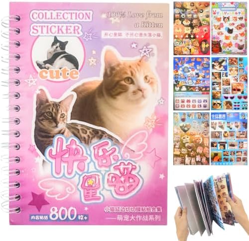 Cat Sticker Book Kawaii Cute Stickers Bulk Aesthetic Funny Meme 800+ by Unknown