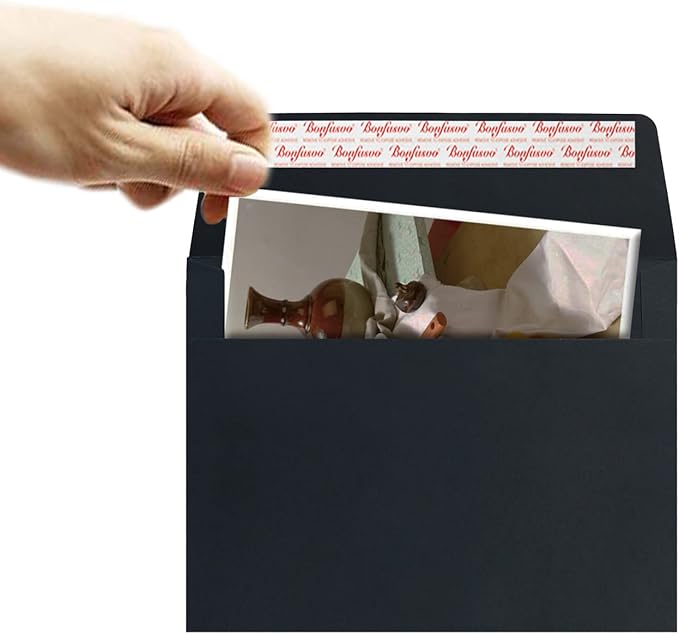 100 Pack A7 Black Invitation Envelopes 5.25 x 7.25 inches Self Seal 120GSM Kraft Paper Envelopes for Invitations Papers Photos Documents Wedding Baby Shower Easy to Seal