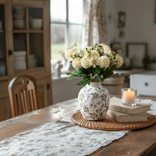 SIDUCAL Ceramic Vintage Vase, 5.83 Inch Retro Ice Cracked Chinoiserie Floral Vase, Rustic Farmhouse Vases for Home Decor, Bookshelf, Garden, Chinoiserie Decor, Tuscan Decor, Brown Floral Pattern - Image 7