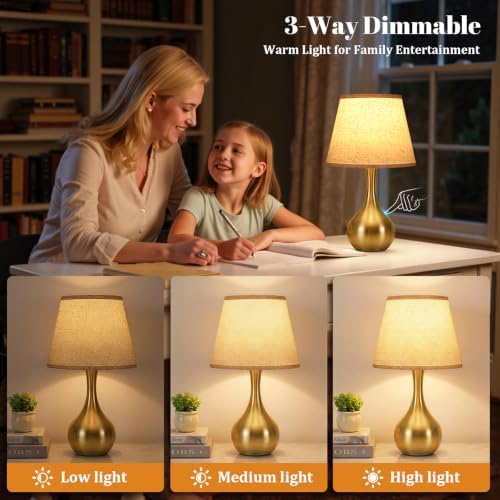 16.1" Touch Table Lamp for Nightstand, 3 Way Dimmable Small Bedroom Lamp - Image 2