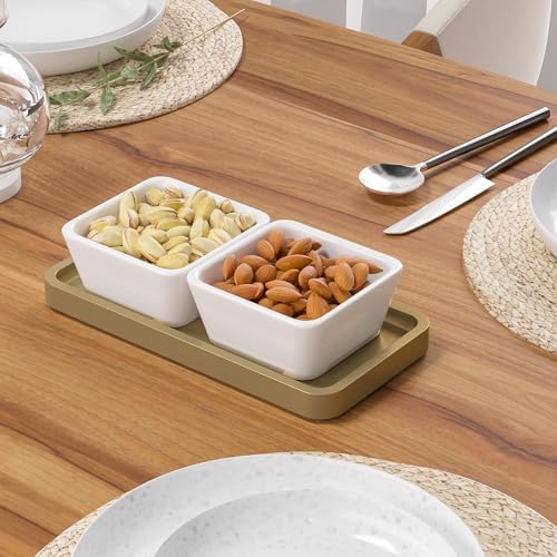 Weenson Gold Bathroom Vanity Tray for Countertop Makeup Perfume Jewelry Decor Candle Keys, Bamboo Kitchen Tray for Soap Dispenser Spice, Small Toilet Tray Nightstand 7.9" L x 4" W x 0.79" H - Image 6