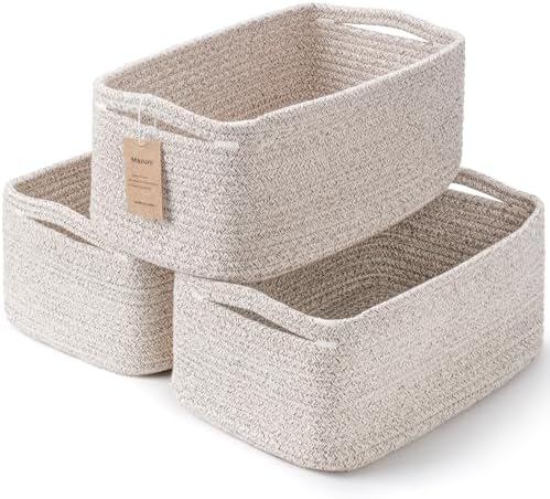 3 Pack Storage Baskets for Organizing, 13.7×9.5×6.3", Mixed brown by MaxuniTechLife