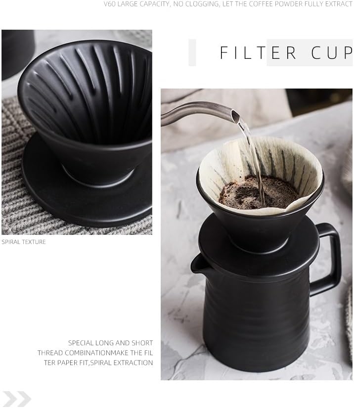 BeeCa Ceramic Pour Over Coffee Maker, 17Oz V60 Hand Brewed Set - Image 3