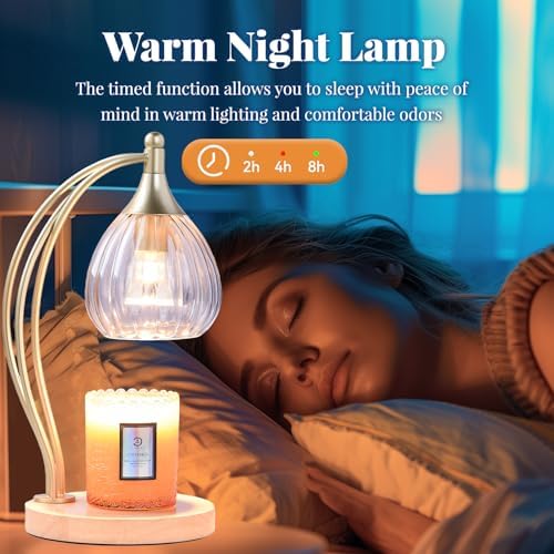 Candle Warmer Lamp with Timer - Dimmable Candle Warmer for Jar Candles-Electric Candles Warmers Light Birthday Gifts for Women Mom House Warming Gifts New Home Decor Gold and Transparent 2 Bulb - Image 4