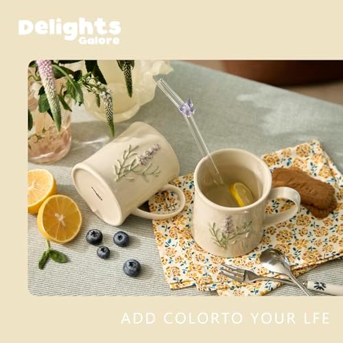 Artisanal Handcrafted Ceramic Mug with Sage Botanical Design - 10oz Off-White Stoneware Coffee Cup, Elegant Purple Sage Pattern, Dishwasher Safe, Comfort Grip Handle for Daily Use - Image 4