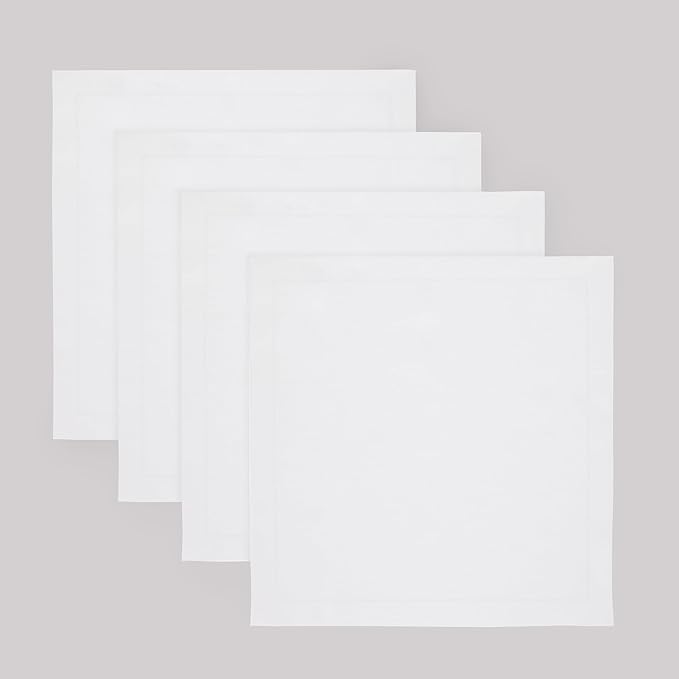 Solino Home White Placemats Set of 4-100% Pure Linen Placemats 14 x 14 Inch for Winter, Valentines, Spring, Easter - Fete