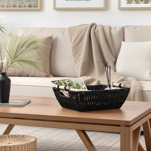 StorageWorks Wicker Baskets, Toilet Paper Baskets for Shelf, Black - Image 6