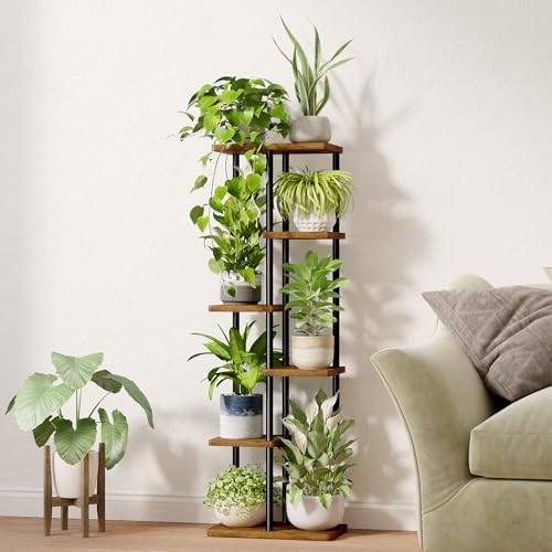 Bamworld Plant Stand 6 Tier Tall Shelf for Multiple Plants Brown - Image 4