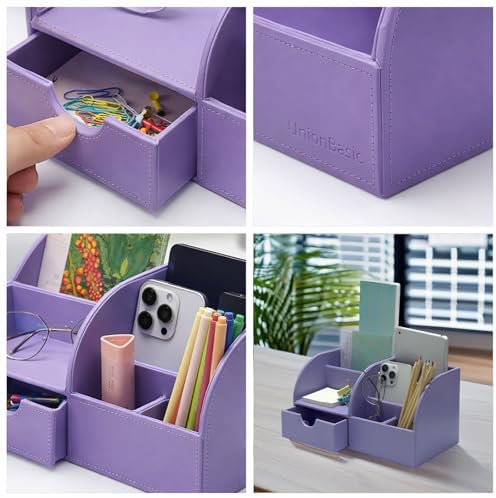 UnionBasic Desk Organizer - Multifunctional Leather Desktop Pen Holder Storage Box - Business Card/Pen/Pencil/Mobile Phone/Stationery Holder - Image 3
