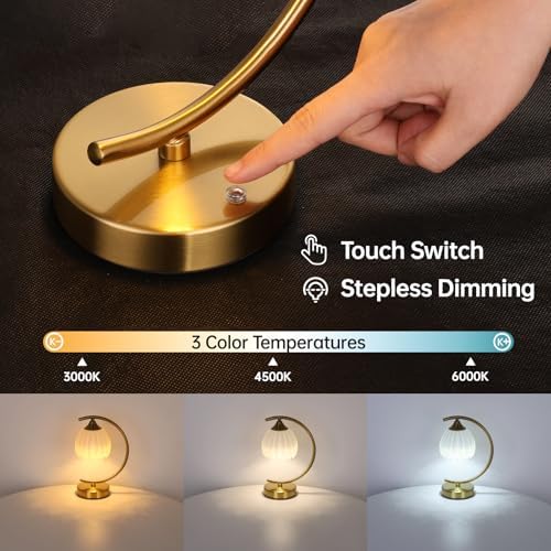 Shenmoyl Set of 2 Tulip Table Lamp, 5200mAh Cordless Touch Control Table Lamps with 3 Color Temps & Stepless Dimming, Rechargeable Battery Table Lamp for Living Room, Bedroom, Shelf (White Tulip) - Image 3