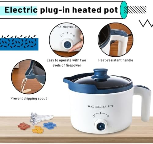 Ksedcon Wax Melting Pot Kit with Thermometer, Wicks and 3 Candle Dye Colors - Image 3