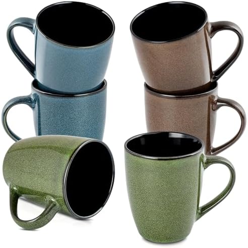 Ceramic Mugs 12oz,Set of 6,Large Ceramic Coffee Mugs for Men, Women, Dad, Mom, Coffee cups,Modern Coffee Mugs With Handle For Tea,Latte,Cappuccino,Cocoa. (6 Pack) - Image 2