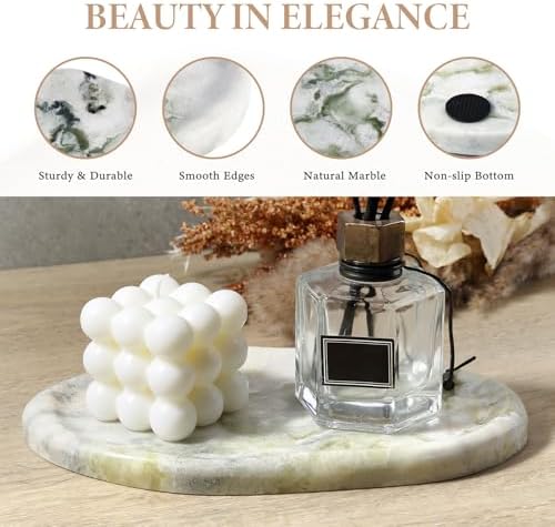 Koville Luxury Natural Green Marble Vanity Tray, Cloud Shape Serving Stone Key Tray for Home Decor, 10" x 7" Marble Storage Trays for Bathroom, Stone Plate Holder for Perfume, Candle and Jewelry - Image 4