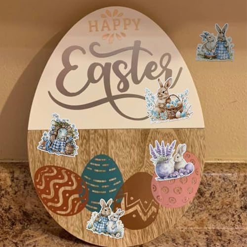 100 Pcs Easter Bunny Stickers - Watercolor Rabbit & Blue Gingham Pattern, 100 Piece Set for Easter Basket Stuffers, Party Favors, Crafts & Spring Decorations - Image 4