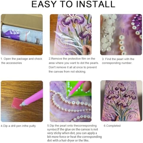 Mrchfr Wave Pearl Painting Kit for Adults & Beginners, DIY Ocean Theme DIY All-Pearl Dot Painting, Stress Relief Art Craft Supplies for Gift Home Wall Decor, No Frame (Style D) - Image 6