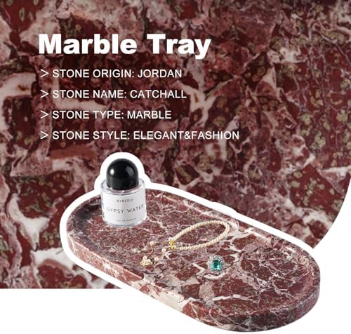 Koville Norway Natural Marble Tray, 12"x6" Vanity Decorative Tray for Countertop, Catchall Tray for Perfume, Candles, Jewelry Dish - Image 2