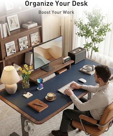 Aothia Faux Leather Desk Mat - Large Mouse Pad, Non-Slip PU Leather Blotter, Waterproof Writing Surface for Office and Home (Dark Blue, 63" x 24") - Image 3