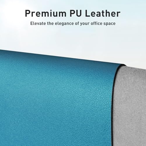 Aothia Leather Desk Pad Protector, Mouse Pad, Office Desk Mat, Non-Slip PU Leather Desk Blotter, Laptop Desk Pad, Waterproof Desk Writing Pad for Office and Home (Turquoise,31.5" x 15.7") - Image 2