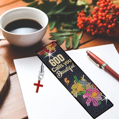 8PCS Diamond Painting Art Bookmarks,Cute Acrylic Bookmarks Crafts Kits Gifts with Pendants for Adult Women Book Lovers (bible2) - Image 4