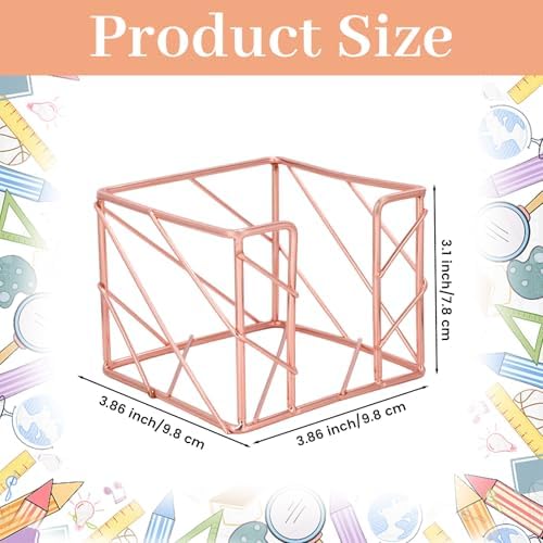 Sticky Note Holder 3.8x3.8 Inches, Rose Gold Desk Accessories - Image 2