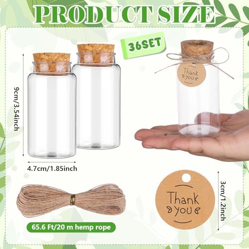 36 Packs Plant Propagation Stations with Hole Lid Clear Plastic Cultivation Bottles Tabletop Hydroponic Containers with Thank You Tags for Home Gardening Office Desktop Decoration - Image 2