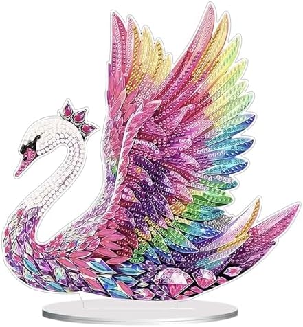 Diamond Painting Kits for Adults Beginners, 5D Full Drill Swan Crystal Art Desktop Ornament, DIY Single Sided Home Office Desk Decor, Creative Craft Gift Set with Tools by OFRKE