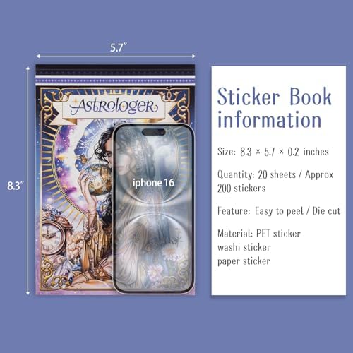 Astrology Sticker Book for Journaling, Pre-Cut Gorgeous Scrapbook Sticker for Adults Women, Transparent PET Washi Paper Materials for Collage Art, Card Making, Junk Journal - Image 6