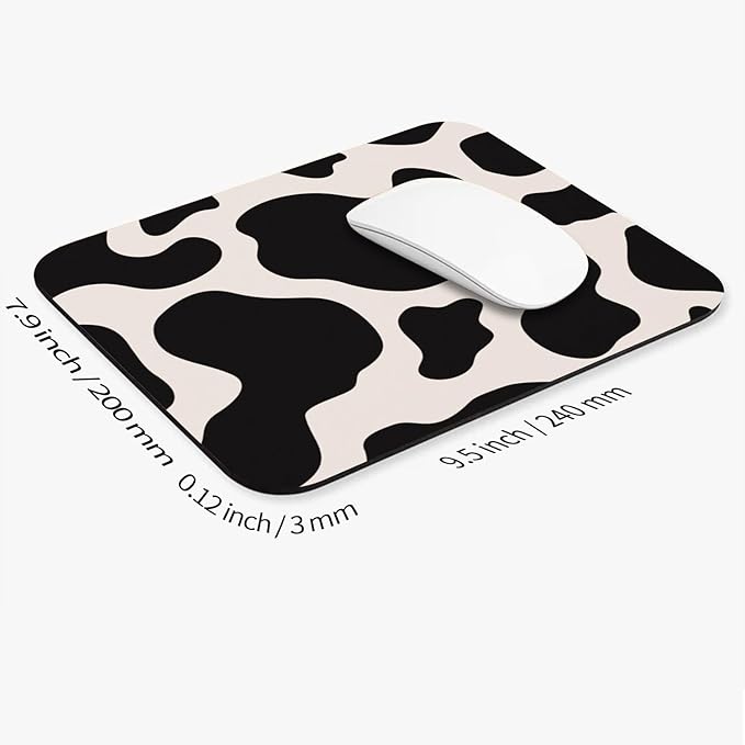 Square Mouse Pad Black Cow Print,Personalized Premium-Textured Custom Mouse Mat Design,Washable Mousepad Cloth,Non-Slip Rubber Base Computer Mouse Pads for Wireless Mouse