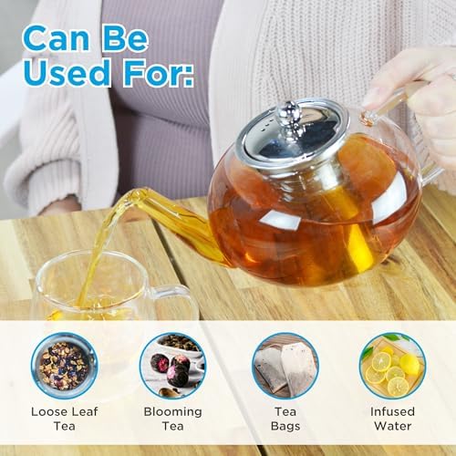 GROSCHE Joliette Glass Teapot with Removable Stainless Steel Infuser, 42 oz - Image 5