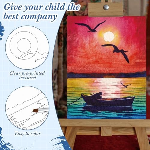 Sherr 24 Pcs Pre Drawn Canvas for Adult, Mountain, 8 x 10 Inch - Image 4
