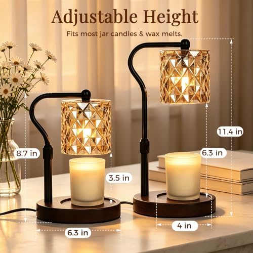 Candle Warmer Lamp with Timer Dimmable, Mother's Day/Birthday Gifts for Women Mom Her, House Warming Gifts New Home, Wax Melt Warmer Modern Farmhouse Decor for Yankee Candle (Diamond-Walnut) - Image 2