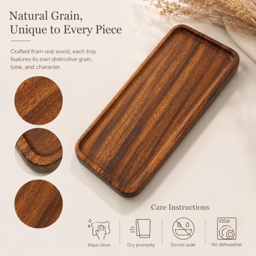 Walnut Serving Tray, Solid Wood Bathroom Vanity Tray, 11.8 x 4.7 in - Image 5