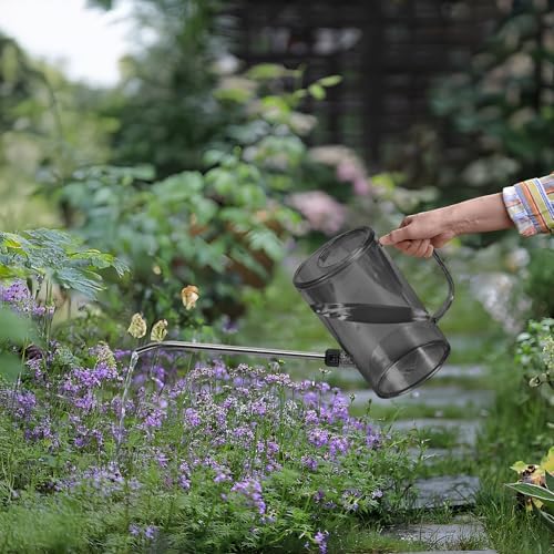 Plastic Watering Can - Small with Long Spout - 1/4 Gallon - 34 Oz - Grey - Image 5