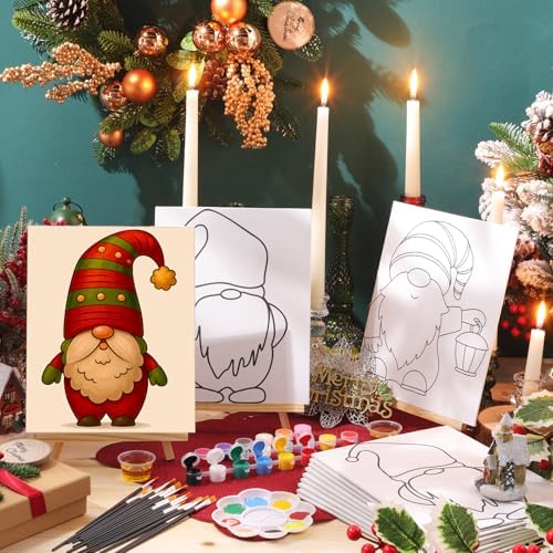 Marspark 12 Set Christmas Gnomes Pre Drawn Canvas Pre Printed Canvas Set - Image 2