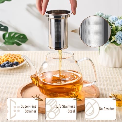 PARACITY Glass Teapot with Infuser, 34 oz Stovetop Tea Kettle, Long Spout - Image 4