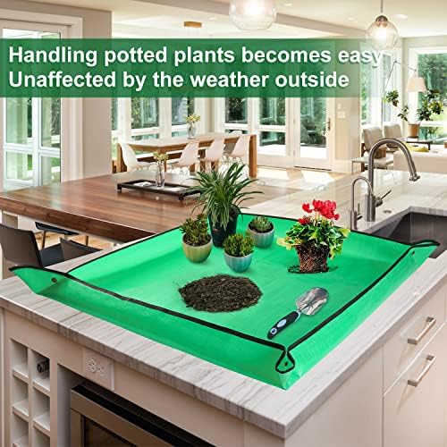 HNXTYAOB Extra Large Waterproof Potting Mat for Indoor Plants Transplanting and Dirt Control, Square Repotting Mat Portable Succulent Potting Tray Gardening Gift for Plant Lovers (39.5"x39.5") - Image 4