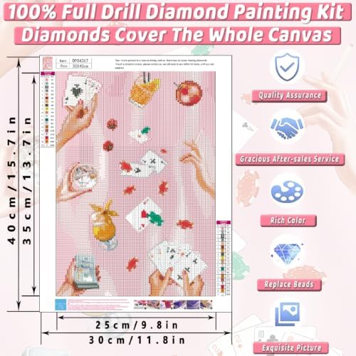 Pink Poker Diamond Art Kits for Adults Diamond Painting Kit for Beginner - Image 4