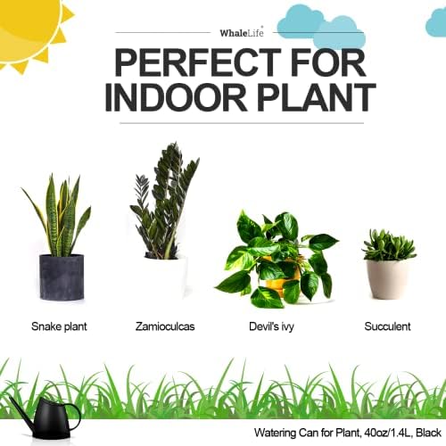 Small Indoor Plant Watering Can Long Spout 1.4L Black - Image 2