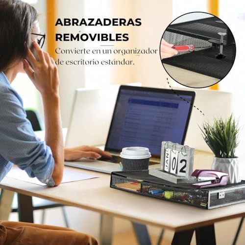 Under Desk Drawer Organizer Clamp-On, Mesh Metal Attachment, 1 Drawer Slide Out, On or Under Desk Organizer for Office Supplies & Home Essentials - Image 6