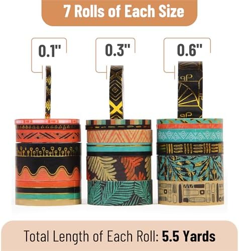 Mr. Pen- Washi Tape Set, 21 Rolls, Assorted Sizes, 5.5 Yards/Roll - Image 4
