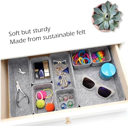 Welaxy Desk Drawer organizers tray Felt storage bins aesthetics room décor for home office dorm closet decluttering minimalist lifestyle (Gray) - Image 3