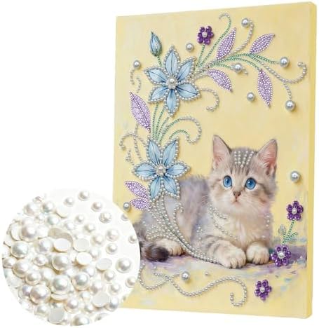 DIY Pearl Painting with Frame, Creative Design, Handmade Stress-Relieving Home Wall Decoration, Includes Frame and Tools-Cat - Image 6